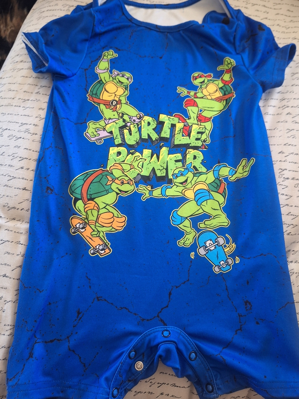 Blue Turtle Power Kids One-Piece Romper